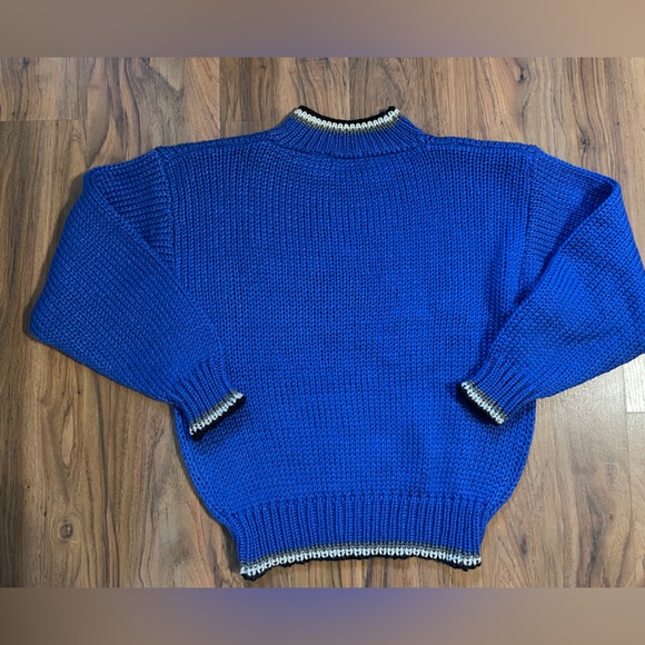 Vintage Carriage Court Blue Knit Cat Kitten Sweater Women’s Large - Picture 3 of 10